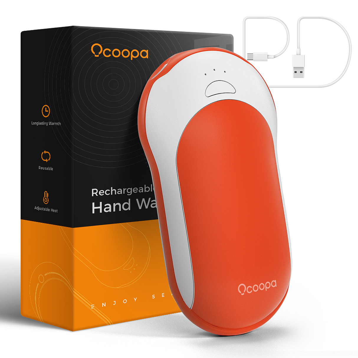 Scaldamani ricaricabile Ocoopa H01-10.000 mAh, opzioni di ricarica rapida disponibili