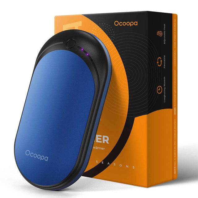 OCOOPA 118D 5,200mAh Double-Sided Heating Hand Warmer with energy efficiency, up to 10 hours of warmth, rapid heating, and USB-C charging.